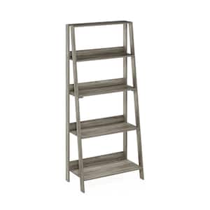 23.6 in. Wide French Oak Wood 5-Shelf Ladder Bookcase with Open Back