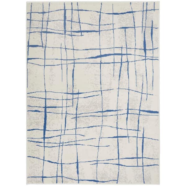Nourison Whimsicle Ivory Blue 6 ft. x 9 ft. Abstract Contemporary Area Rug