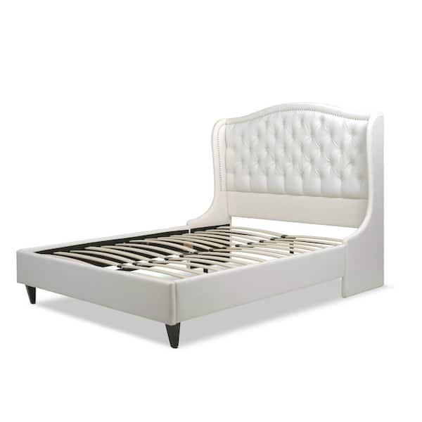 Jennifer Taylor Coverley Tufted Wingback Platform Bed, Queen, Antique White
