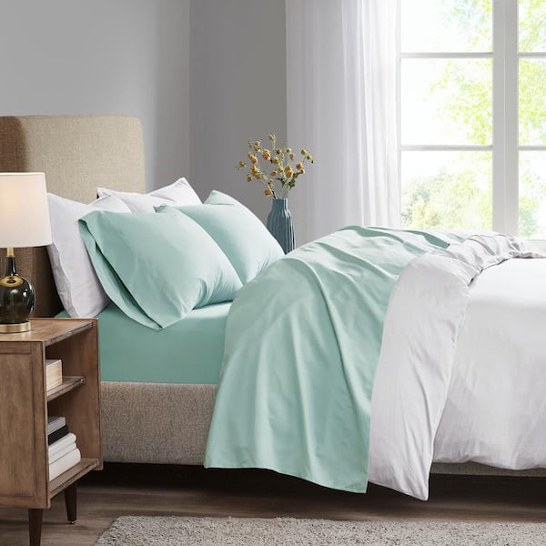 Madison Park Seafoam King Luxurious Brushed Microfiber Deep Pocket Sheet Set