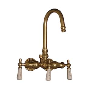 3-Handle Claw Foot Tub Faucet without Hand Shower for Acrylic Tub in Polished Brass