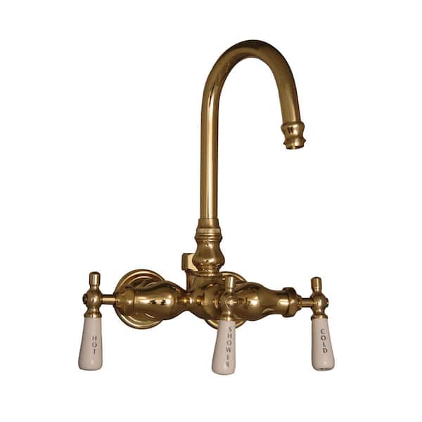 Pegasus 3-Handle Claw Foot Tub Faucet without Hand Shower for Acrylic Tub in Polished Brass