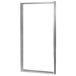 Tides 25 in. W x 65 in. H Framed Pivot Shower Door in Silver with Clear Glass with Handle