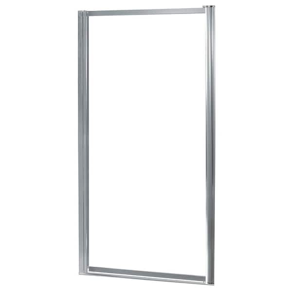 CRAFT + MAIN Tides 25 in. W x 65 in. H Framed Pivot Shower Door in Silver with Clear Glass with Handle