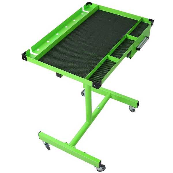 2.4 2 ft. Portable Steel Work Platform, Adjustable Tear Down Work Table with Drawer, Green