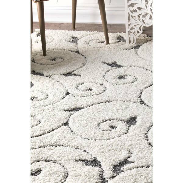 NuLOOM Maisha Abstract Shag Cream 8 store ft. x 8 ft. Round Rug