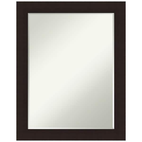 Amanti Art Carlisle Espresso 22 in. x 28 in. Petite Bevel Farmhouse Rectangle Wood Framed Wall Mirror in Brown