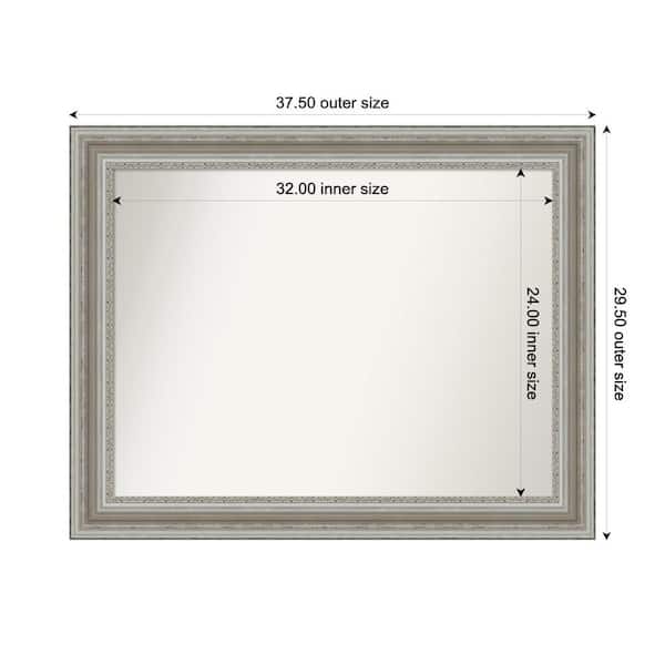 Amanti Art Parlor Silver 37.5 in. x 29.5 in. Custom Non-Beveled Recycled Polystyrene Framed Bathroom Vanity Wall Mirror