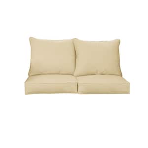 23 in. x 23.5 in. x 22 in. 4-Piece Deep Seating Indoor/Outdoor Loveseat Cushion in Sunbrella Canvas Antique Beige