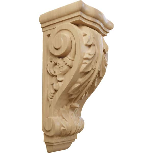 Ekena Millwork 5-1/4 in. x 4-3/4 in. x 12 in. Unfinished Cherry Medium Farmingdale Acanthus Corbel