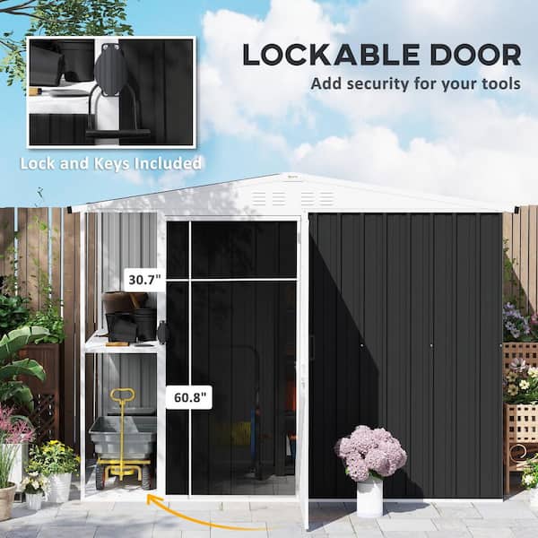 Outsunny 8 ft. x 4 ft. Garden Storage Shed, Outdoor Metal Tool