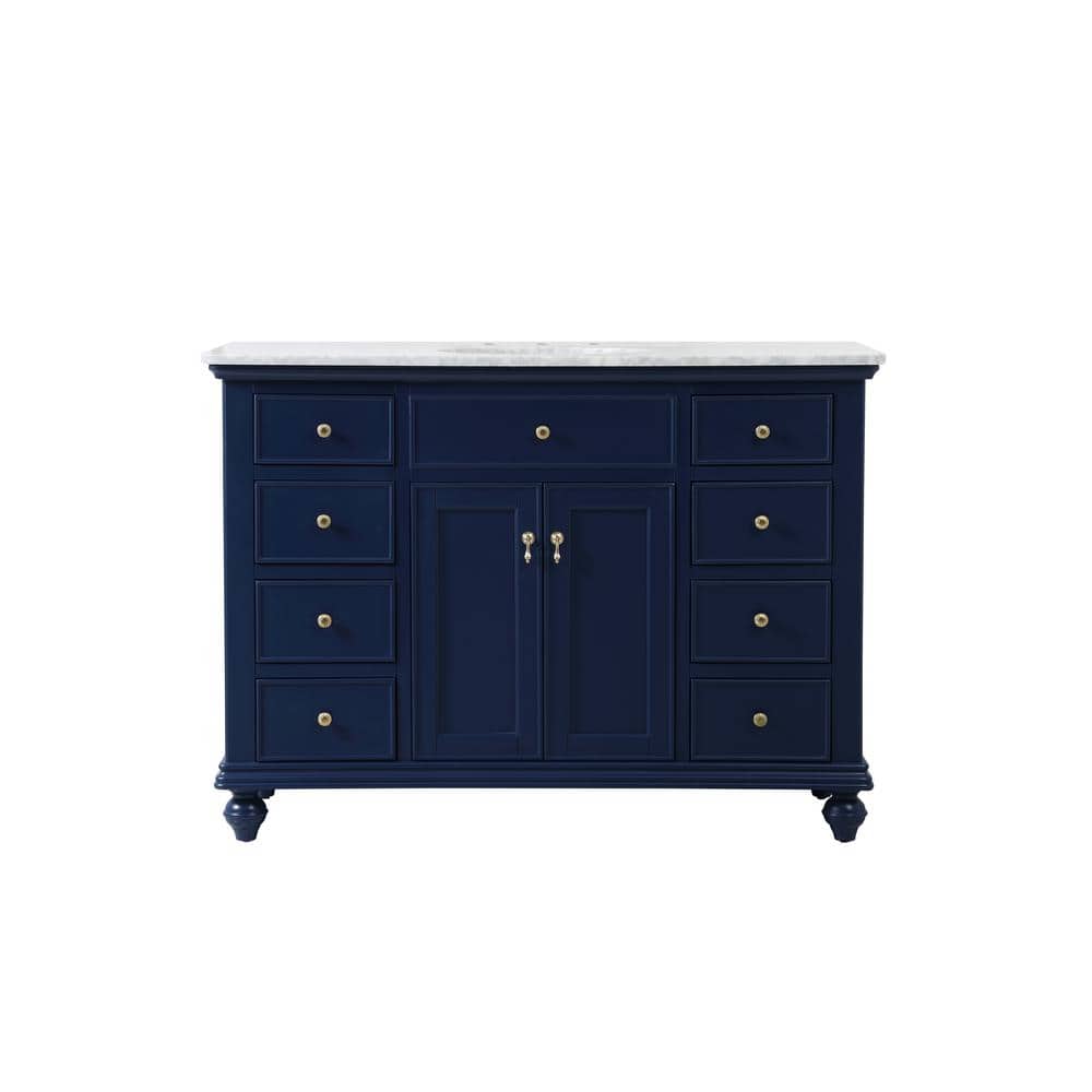 Simply Living 48 in. W x 21 in. D x 35 in. H Bath Vanity in Blue with Carra