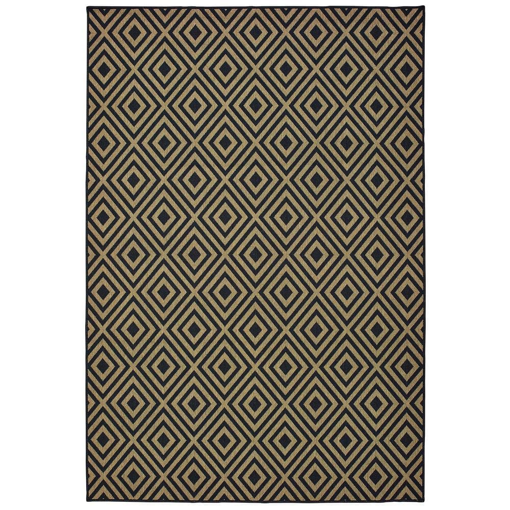 Sienna Black/Tan 4 ft. x 6 ft. Diamond Indoor/Outdoor Patio Area Rug