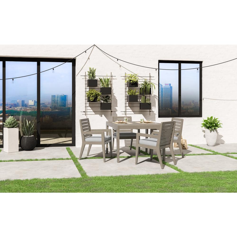 Coastal Gray Acacia Wood 5-Piece Outdoor Dining Set