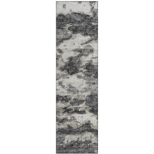 Accord Black 2 ft. 3 in. x 7 ft. 6 in. Abstract Indoor/Outdoor Washable Area Rug
