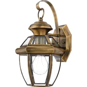 Newbury 1-Light Brass Outdoor Wall Lantern Sconce