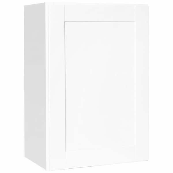 Hampton Bay Shaker 21 in. W x 12 in. D x 30 in. H Assembled Wall Kitchen Cabinet in Satin White