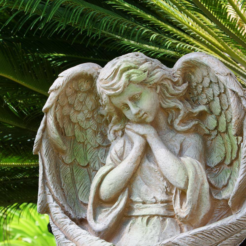 Stone Guardian Angel Garden Statue with Solar Power
