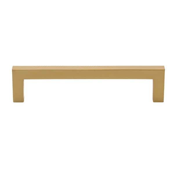 GlideRite 5 in. Brass Gold Solid Square Slim Cabinet Bar Pull (10-Pack)