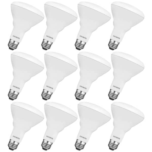 LUXRITE 65-Watt Equivalent BR30 Dimmable LED Light Bulbs 8.5W 4000K Cool White, 650 Lumens, Damp Rated, E26 Base (12-Pack)