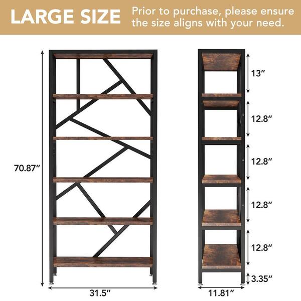 TRIBESIGNS WAY TO ORIGIN Hamilton 71 in. Rustic Brown Wood 6-Shelf