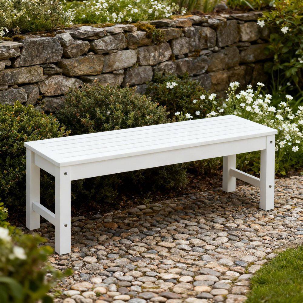 4 ft. Outdoor Patio All-Weather Fade Resistant Plastic Backless Garden Bench Ottoman in White price history on PriceWatchPro
