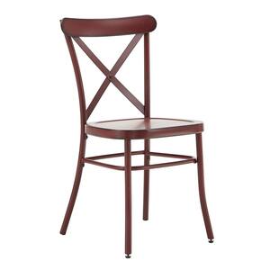 Antique Berry Finish Metal Dining Chair (Set of 2)