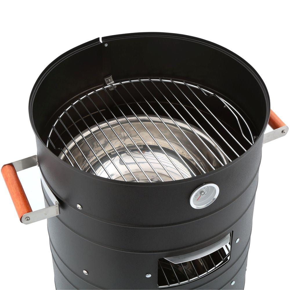 Charcoal Black Steel Water Smoker with Dual Cooking Levels