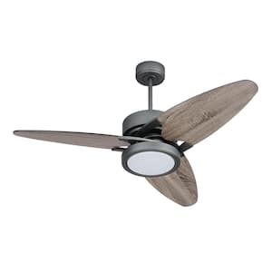 52 in. LED Time setting 3 colors 5 Speeds Indoor Black+Brown Ceiling Fan with Remote Control