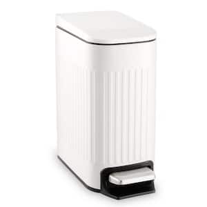 1.6 Gal. White Small Metal Household Trash Can with Lid Soft Close and Removable Inner Bucket