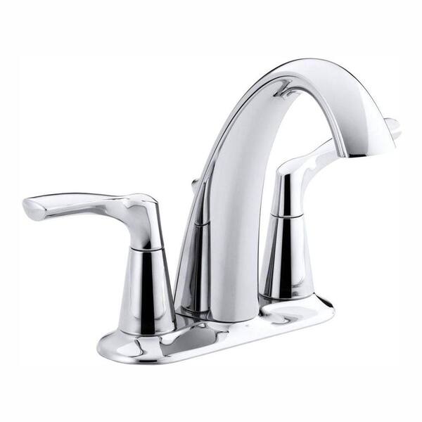 KOHLER Mistos 4 in. Centerset 2-Handle Water-Saving Bathroom Faucet in Polished Chrome