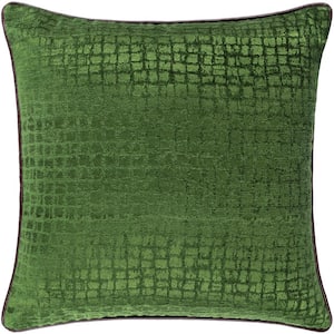 Bilzen Green Textured Polyester Fill 18 in. x 18 in. Decorative Pillow