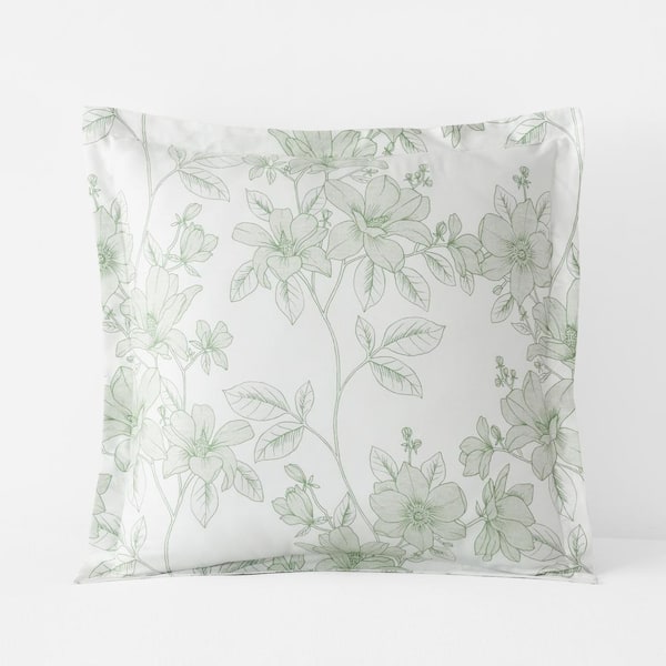 The Company Store Company Cotton Spring Vine Light Sage Euro Sateen Sham