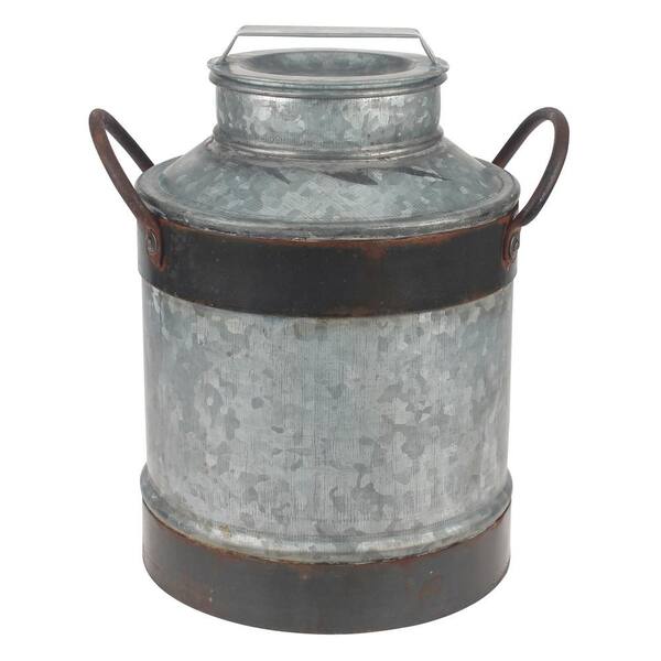 Stonebriar Collection 8 in. x 12 in. Aged Galvanized Milk Can