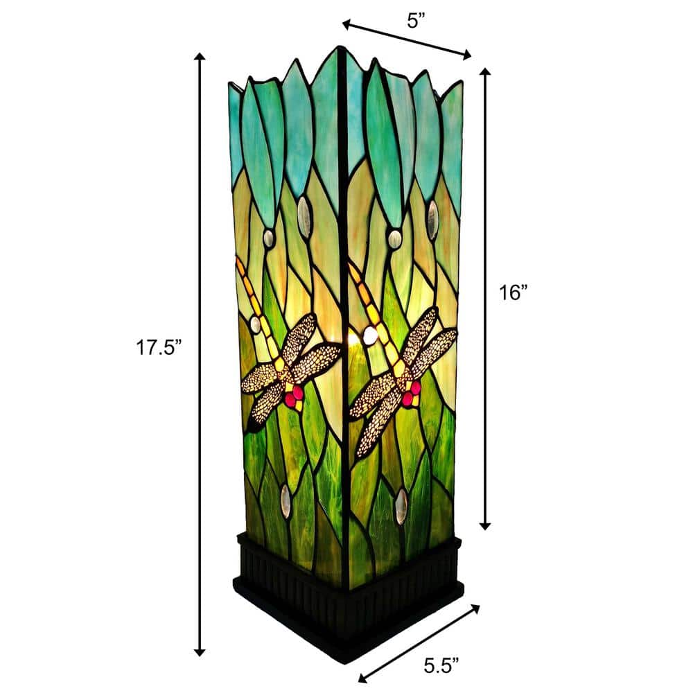 Tiffany Style Multicolored Stained Glass Dragonfly Nightstand Lamp