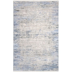 Modern Abstract Blue Grey 3 ft. x 4 ft. Abstract Contemporary Area Rug