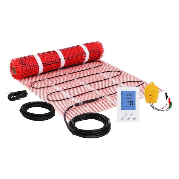 Floor Heating Mat 30 sq. ft. Electric Radiant in-Floor Heated Warm System with Digital Floor Sensing Thermostat Monitor