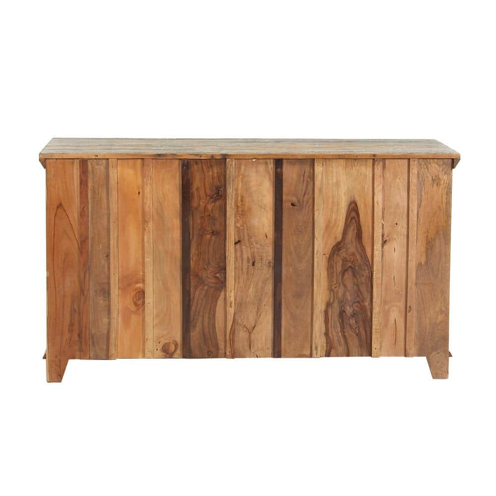 Rustic Dark Brown Reclaimed Wood Cabinet with Adjustable Shelving