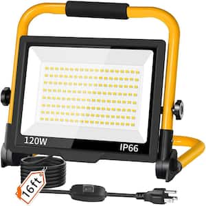 120-Volt 14400 Lumens LED Work Light with Stand, 16 ft. Cord and Switch, 5000K Daylight, IP66 Waterproof Portable