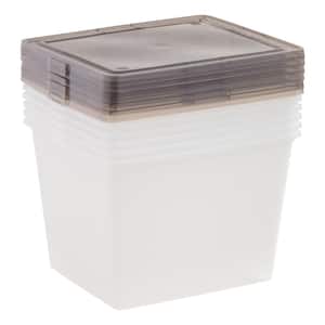 36 qt. Plastic Storage Bin Tote Organizing Container with Latching Lid in Clear with Gray Lid (6-Pack)