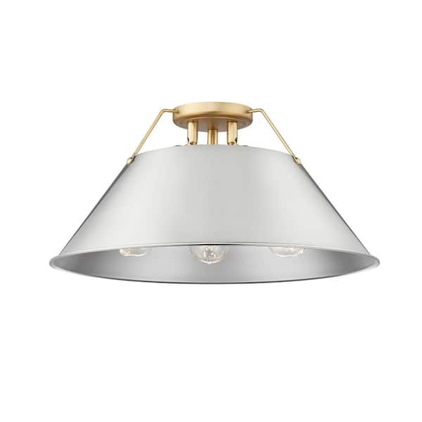 Golden Lighting Orwell 18.75 in. 3-Light Brushed Champagne Bronze and Pewter Flush Mount
