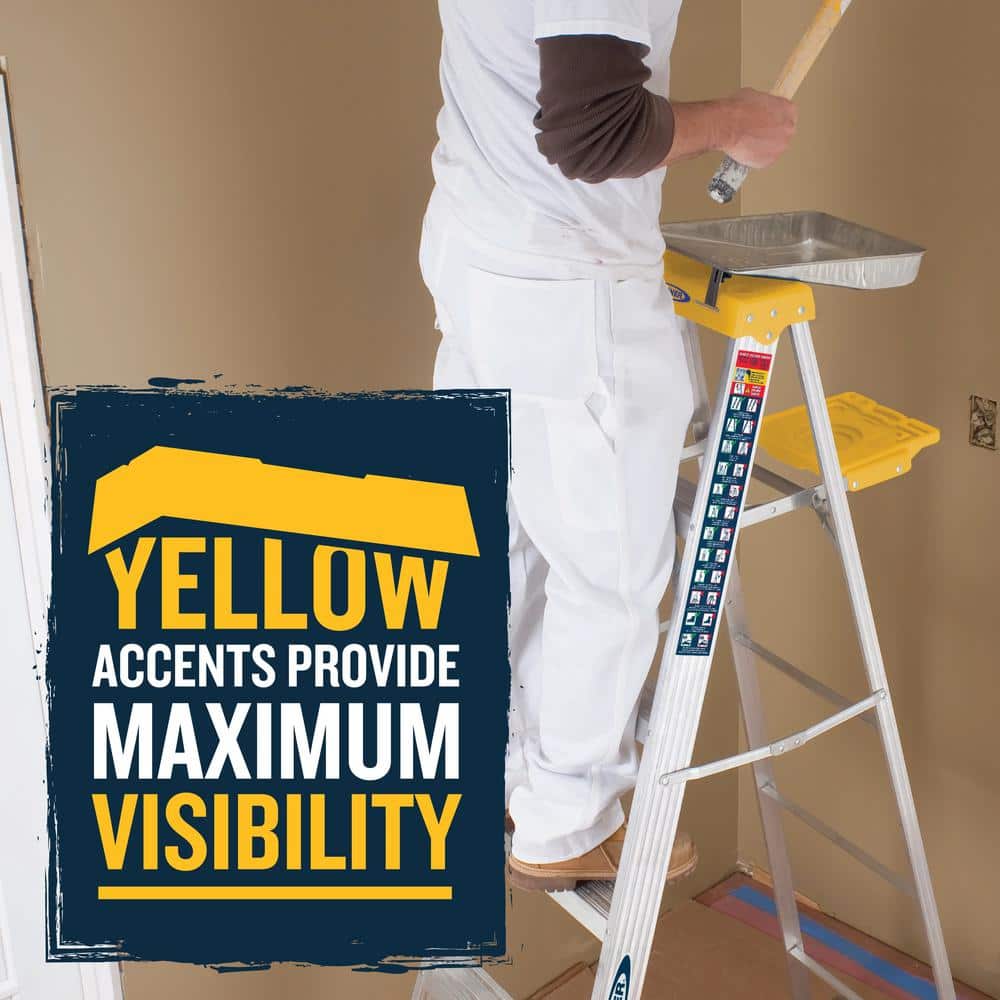 4ft Aluminum Single-Sided Step Ladder with Tool Tray