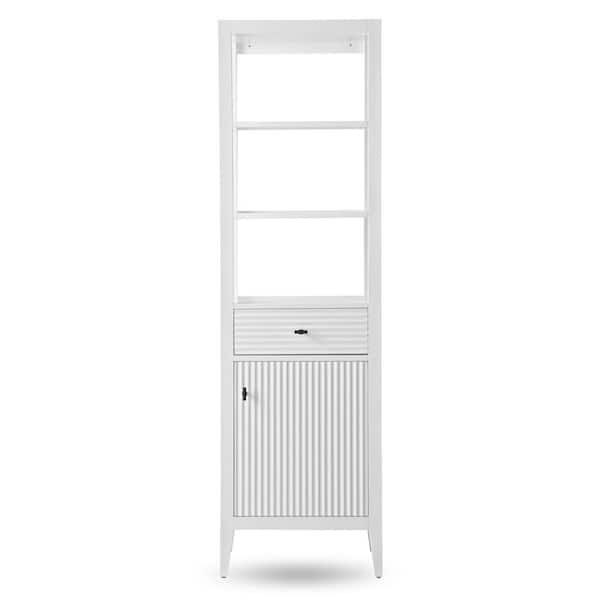 21 in. W x 17 in. D x 72 in. H Linear White Freestanding Linen Cabinet for Bathroom and Livingroom