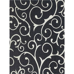 Decatur Scroll Black/Ivory 7 ft. 5 in. x 10 ft. Area Rug