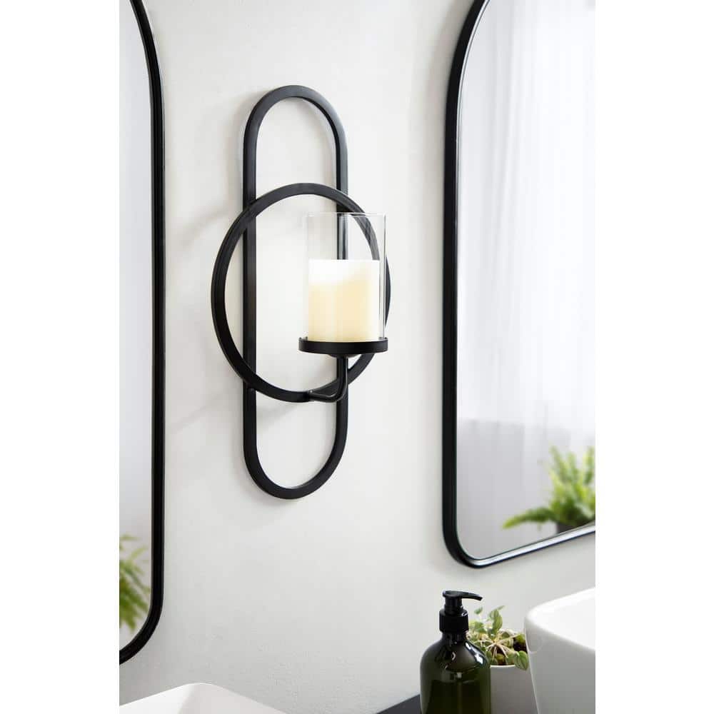Jonas Black Metal Wall Sconce with Glass Cylinder