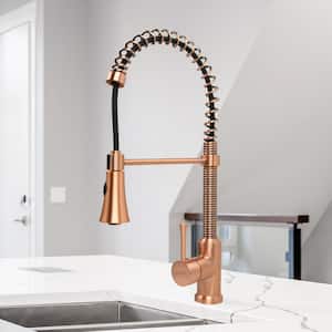 Single-Handle Pull-Down Sprayer Kitchen Faucet with Hi-Arc 360° Swivel Spout in Copper