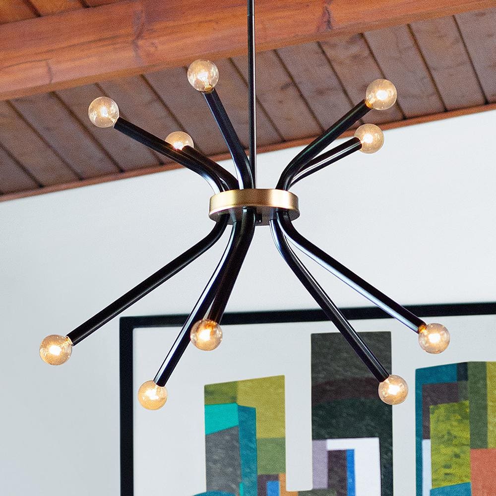 Axton Black and Brass 10-Light Sputnik Chandelier