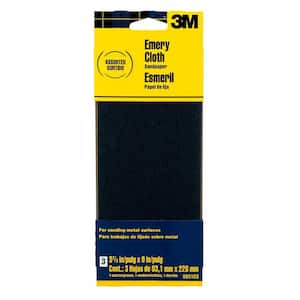 3.66 in. x 9 in. Coarse, Medium and Fine Assorted Grits Emery Cloth Sandpaper (3 Sheets-Pack)