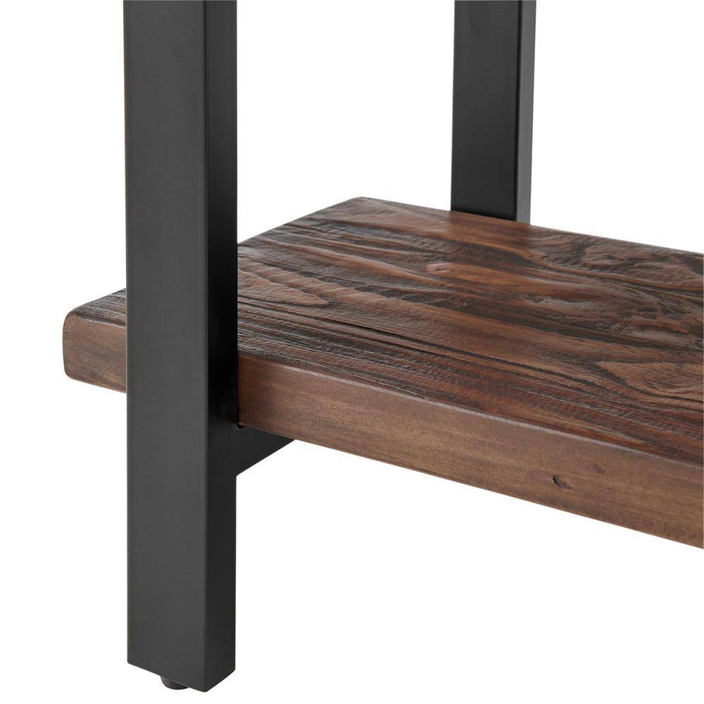 Pomona Rustic Natural Solid Pine and Metal 2-Tier End Table