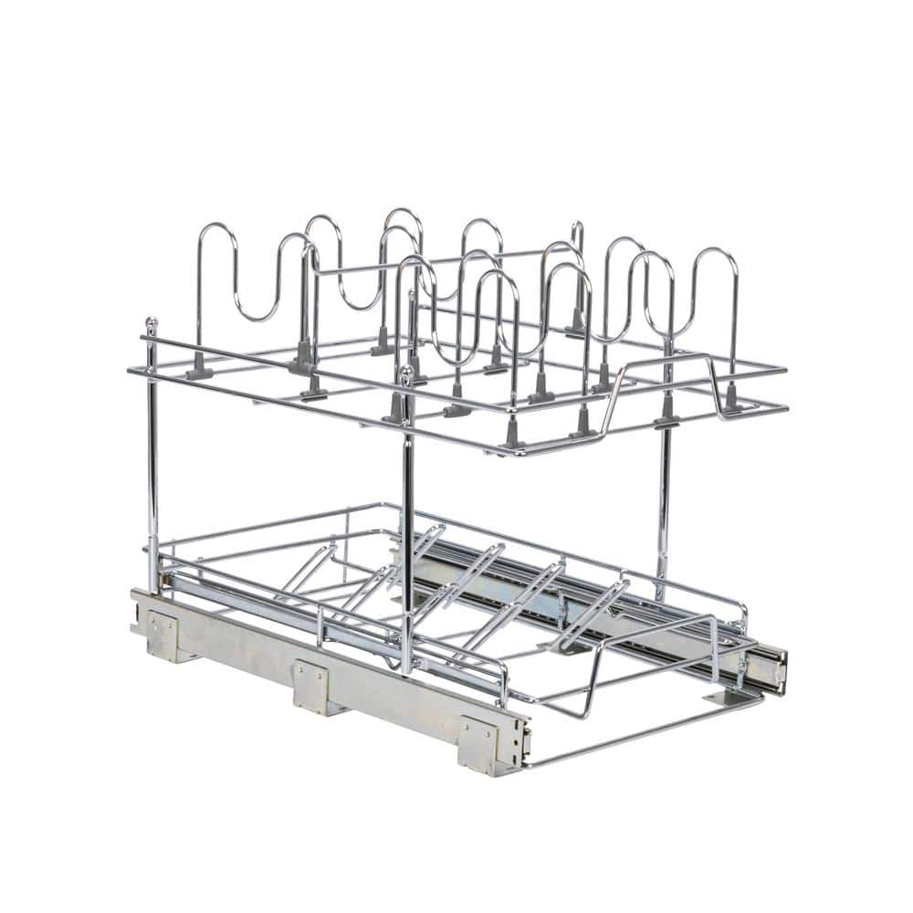 Chrome-Plated Steel 2-Tier Pull-Out Kitchen Organizer